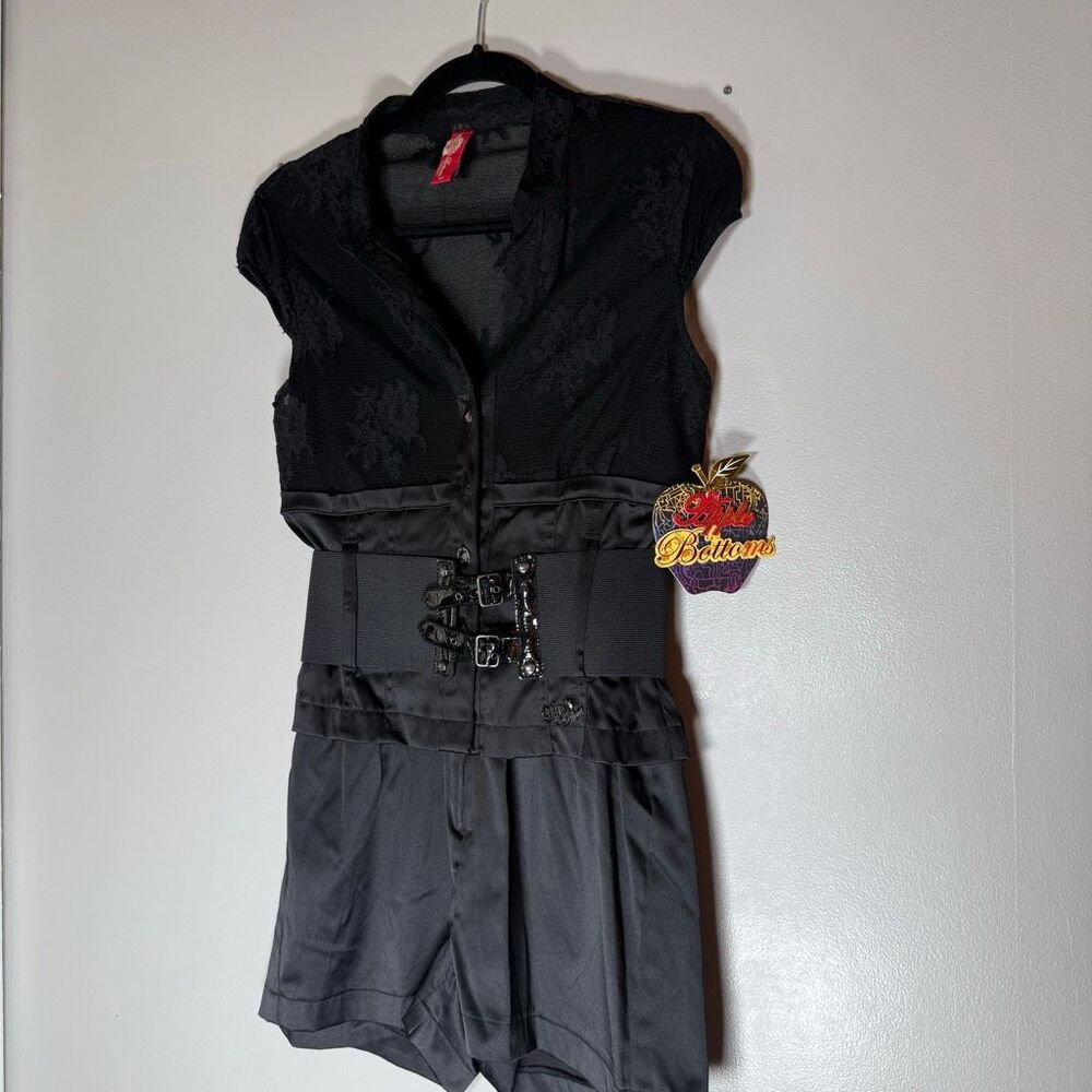 NWT Apple Bottoms Y2K  Black Belted Romper – 2000s McBling Clubwear